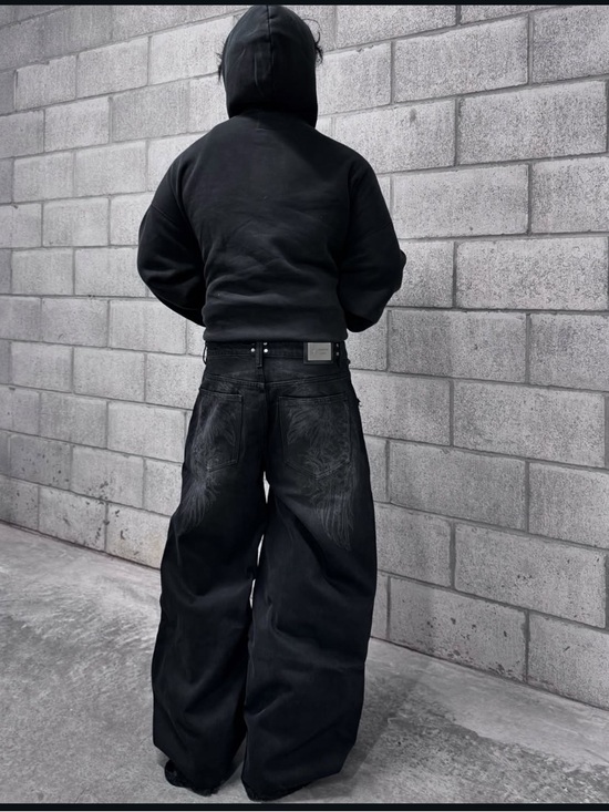 Men’s Divine Void Archangel Black Baggy Jeans, Sz 38 - Picture 13 of 14